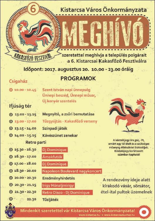 Kistarcsai Kakasfőző Fesztivál plakátok / 2017